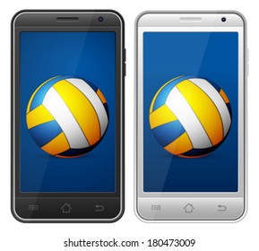 Smartphone with symbol on a white background.