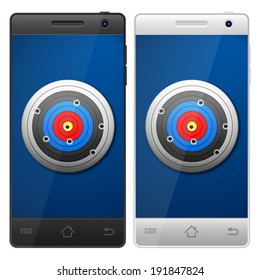 Smartphone with symbol on a white background.