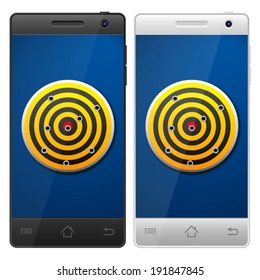 Smartphone with symbol on a white background.