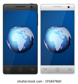 Smartphone with symbol on a white background.