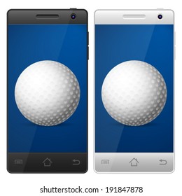 Smartphone with symbol on a white background.