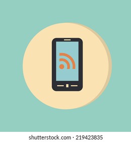 smartphone with the symbol rss