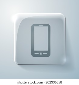 smartphone with the symbol rss. Glass square icon with highlights