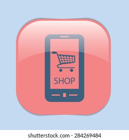 smartphone with the symbol shopping cart  online store