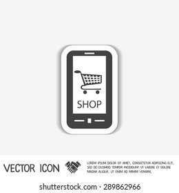 smartphone with the symbol shopping cart  online store