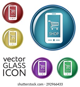smartphone with the symbol shopping cart  online store
