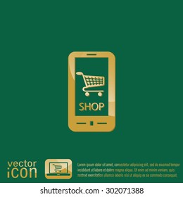 smartphone with the symbol shopping cart  online store