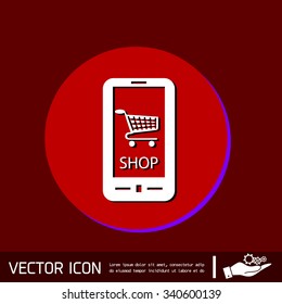 smartphone with the symbol shopping cart  online store
