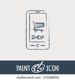 smartphone with the symbol shopping cart  online store