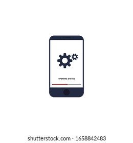 Smartphone system updating vector illustration.