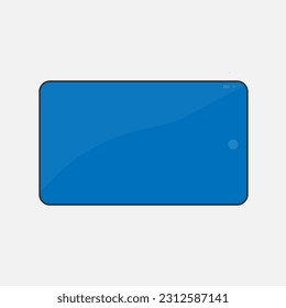 Concepto Smartphone o TAB con tecnología moderna de pantalla táctil con pantalla azul en fondo blanco