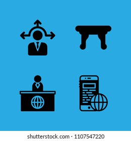 smartphone, table, news reporter and decision making icons vector in sample icon set for web and graphic design