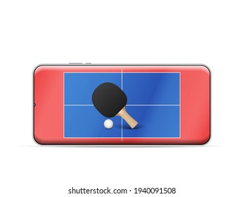Smartphone table tennis on a white background. Vector illustration.