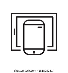 diseño de ilustración vectorial del estilo de línea de tecnología para smartphone y tablet