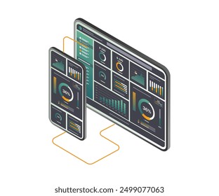 Smartphone and tablet displaying data analytics dashboard