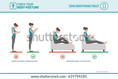 Smartphone and tablet ergonomics: how to use mobile devices correctly when standing and sitting, posture correction