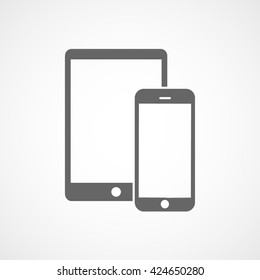 Smartphone and Tablet Flat Icon On White Background