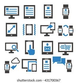 smartphone, tablet icon set