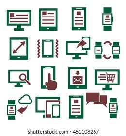 smartphone, tablet icon set