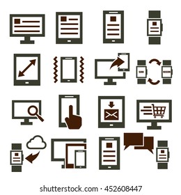smartphone, tablet icon set
