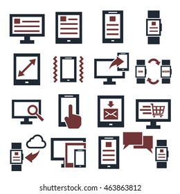 smartphone, tablet icon set