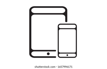 smartphone and tablet icon. simple flat vector stock illustration. black color isolated on white background. telephone or phone eps 10