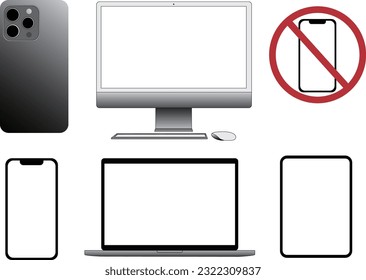 smartphone, tablet, laptop and desktop computer. Vector illustration, flat