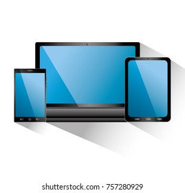 smartphone tablet and laptop icon gadgets electronic blue screens