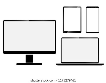Smartphone, tablet, laptop, pc,vecter 