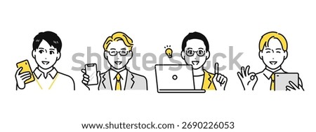 Smartphone Tablet Laptop Solution Smile Businessperson Icon