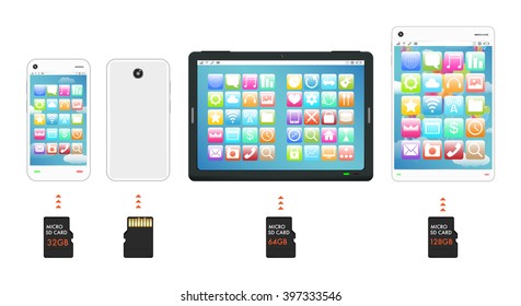 Smartphone And Tablet With Micro SD Memory Card