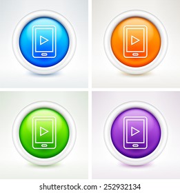 Smartphone Tablet on  Color Round Buttons