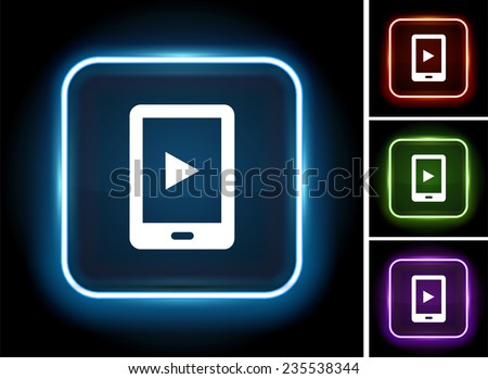Smartphone Tablet on Glow Round Button