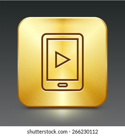 Smartphone Tablet on Gold Square Buttons