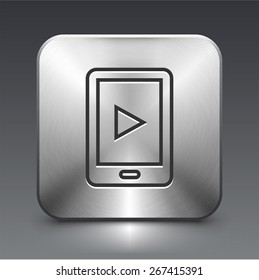 Smartphone Tablet on Silver Square Buttons