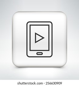 Smartphone Tablet on White Square Buttons