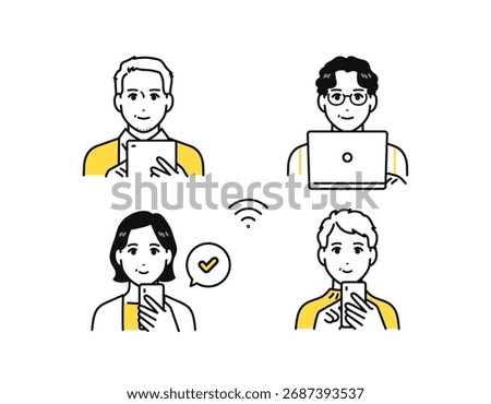 Smartphone Tablet PC Middle-aged Men and Women Illustration Icon