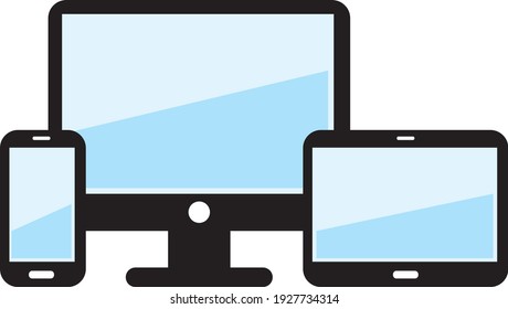 Smartphone tablet and screen. Vector icons set.