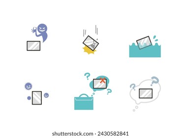Smartphone, tablet terminal damage trouble image illustration material
