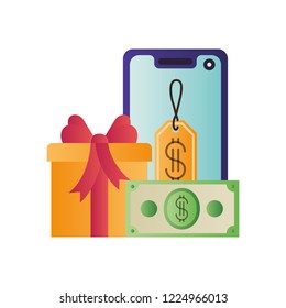 smartphone with tag purchase and gift