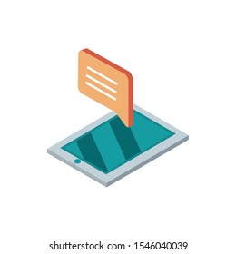smartphone talk bubble message mail isometric vector illustration