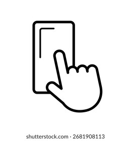 Smartphone tap icon touch monochrome material illustration