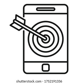 Das Symbol für Zielinhalte für Smartphone. Umrissene Smartphone-Zielinhalte, Vektorsymbol für Webdesign einzeln auf weißem Hintergrund