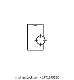Smartphone and target, goal, targeting simple thin line icon vector illustration