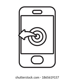 smartphone with target icon on screen over white background, line style, vector illustration