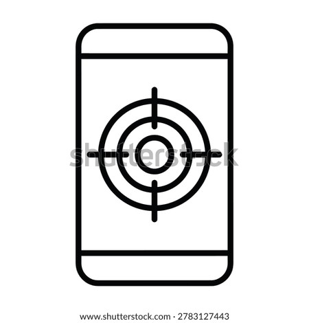 Smartphone target icon for precise location search and marketing analytics with smartphone crosshair precision