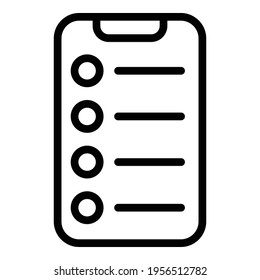 Smartphone task schedule icon. Outline Smartphone task schedule vector icon for web design isolated on white background