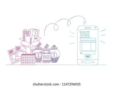 smartphone with tax on line and set icons