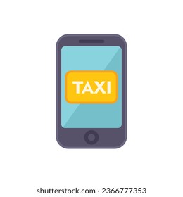 Vector plano del icono del servicio de taxi de Smartphone. Traslado al aeropuerto. Libro moderno aislado