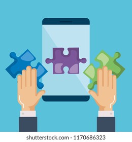smartphone with teamwork icons